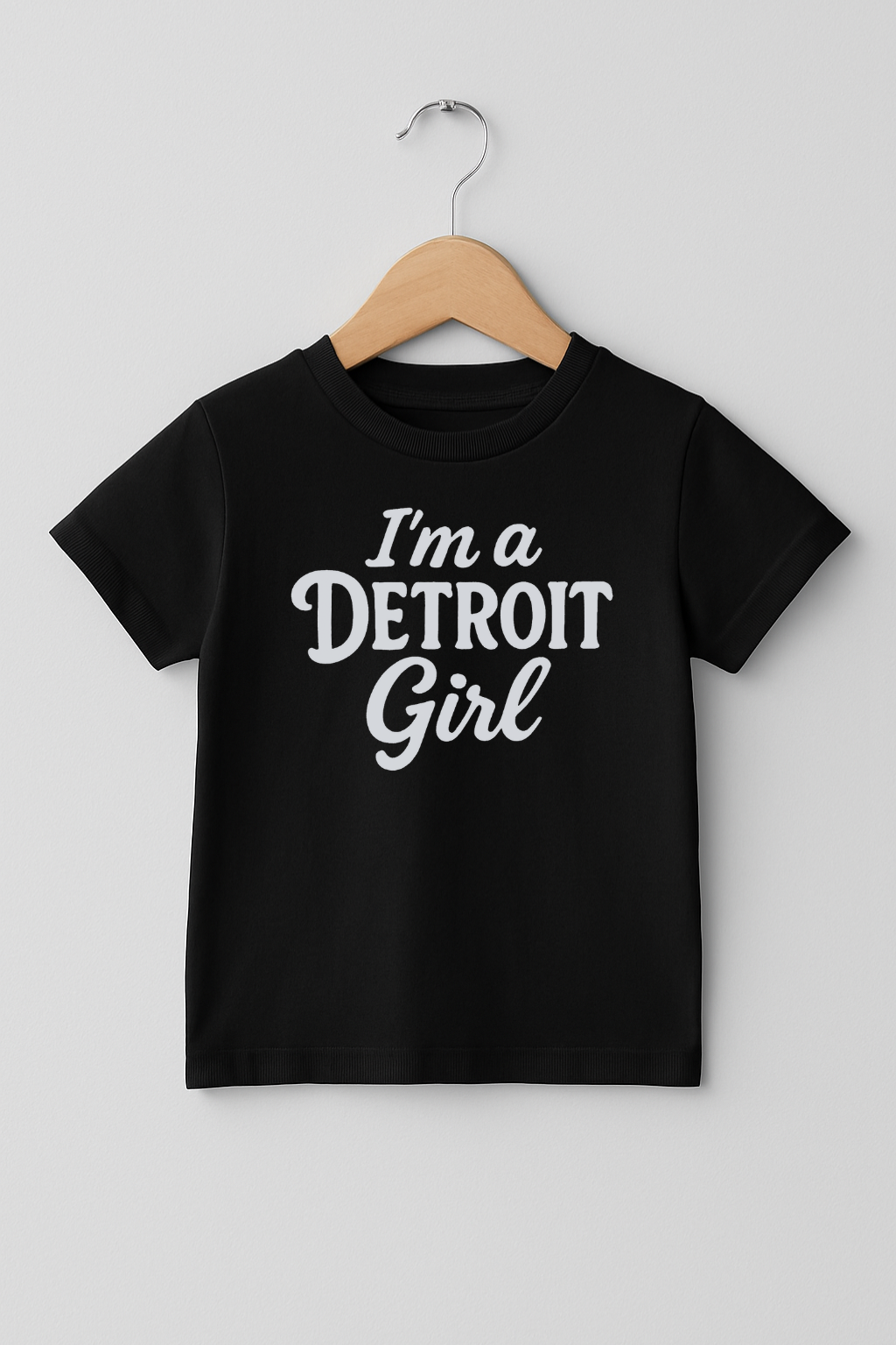 Kids I'm a Detroit Girl Script Tee (Black)