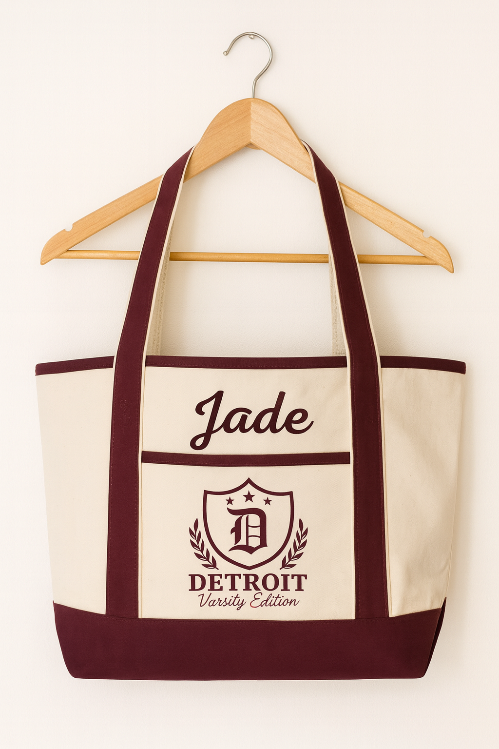 Detroit Varsity Edition Canvas Tote — Personalized