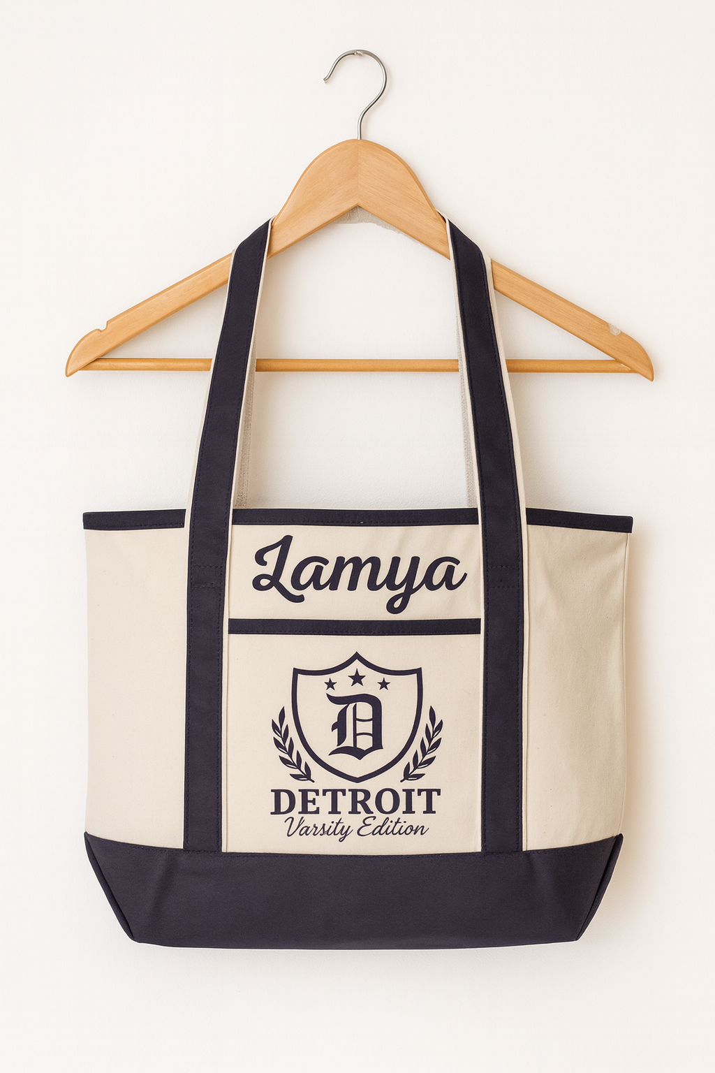 Detroit Varsity Edition Canvas Tote — Personalized