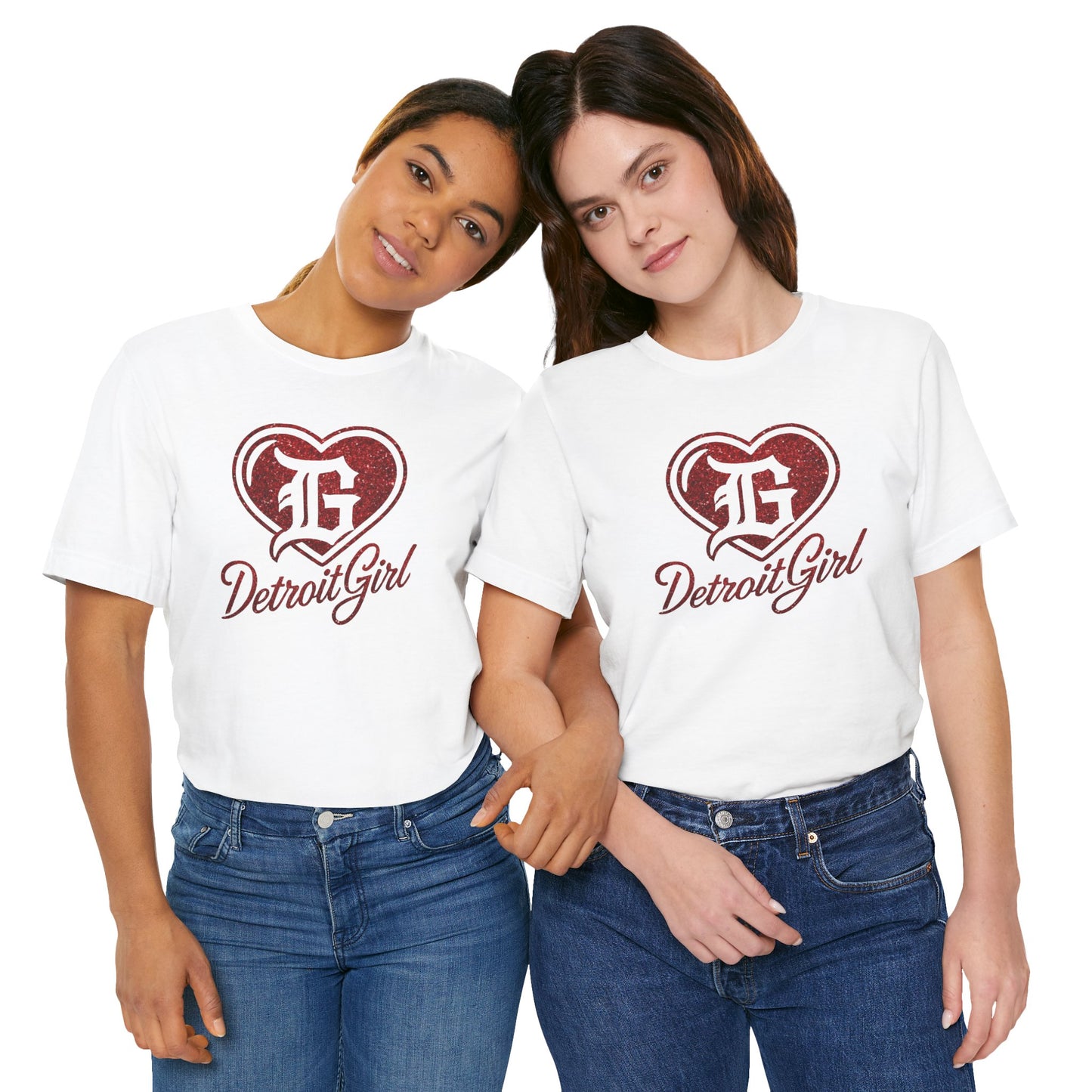 Detroit Girl Red Glitter Heart Logo Tee