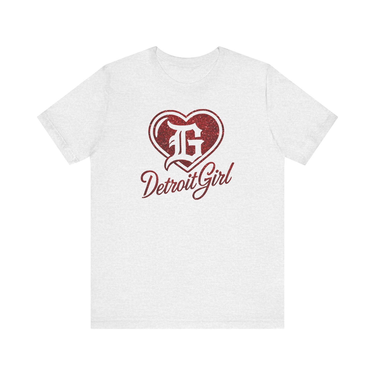 Detroit Girl Red Glitter Heart Logo Tee