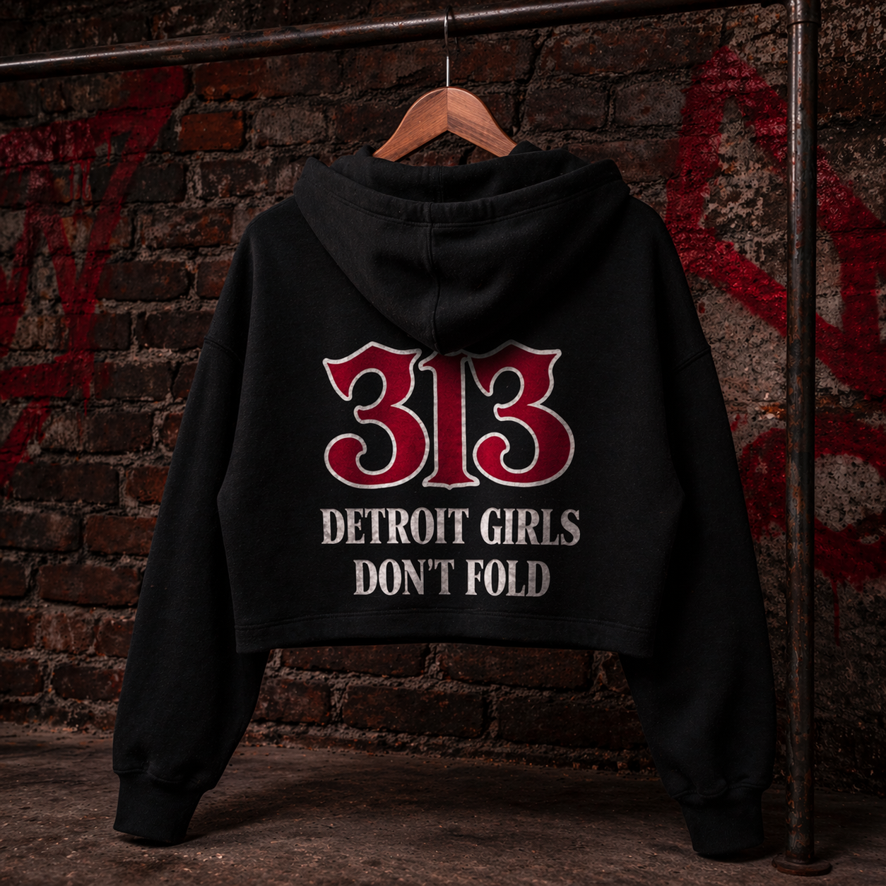 313 Detroit Girls Don't Fold Cropped Hoodie