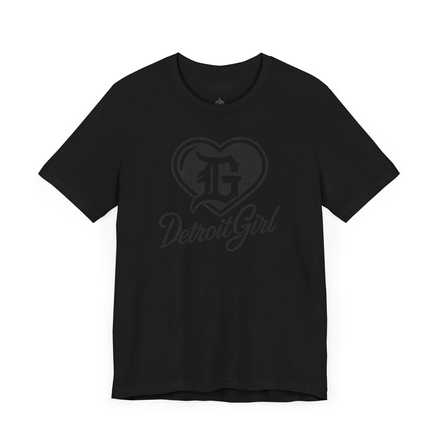 Detroit Girl Heart Logo Tee - Black Glitter