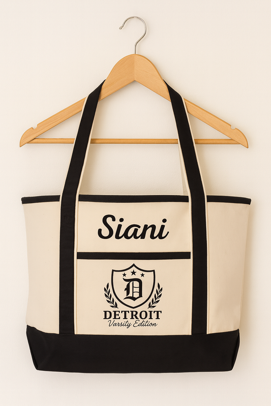 Detroit Varsity Edition Canvas Tote — Personalized