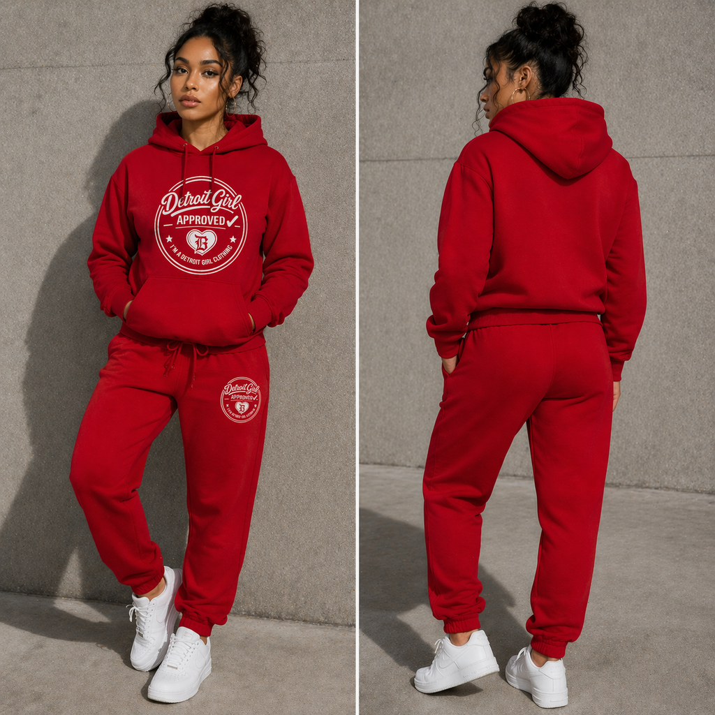 Detroit Girl Approved Hoodie Set (RedWhite)