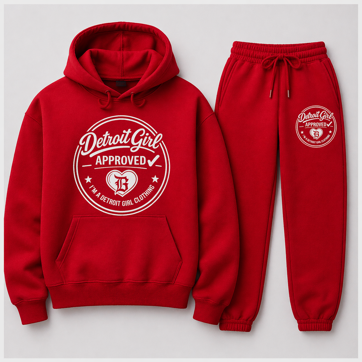 Detroit Girl Approved Hoodie Set (RedWhite)