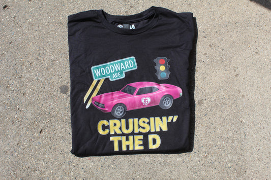 Cruisin’ the D Unisex T-Shirt – Black (S–3XL)