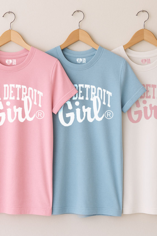 Mommy & Me - I'm a Detroit Girl T-shirts (Light Blue, Light Pink & White)