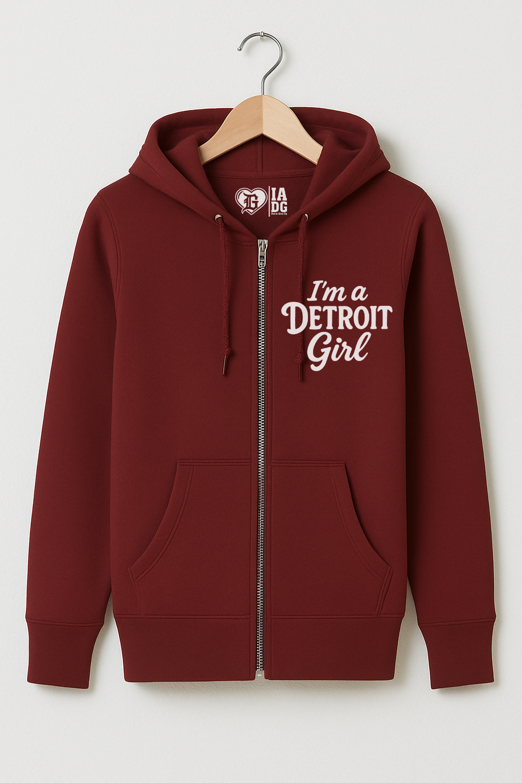 I'm a Detroit Girl Full-Zip Hoodie (Cardinal)