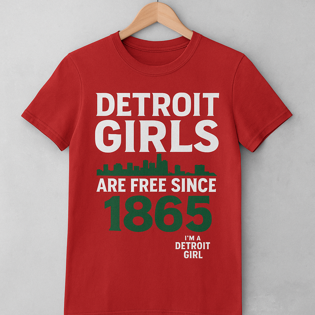 Detroit Girls Are Free Since 1865 – Juneteenth T-Shirt (White & Gold Print Options)