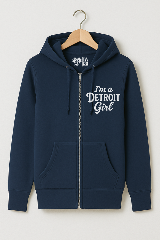 I'm a Detroit Girl Full-Zip Hoodie (Navy)