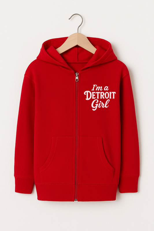 Kids I'm a Detroit Girl Script Full-Zip Hoodie
