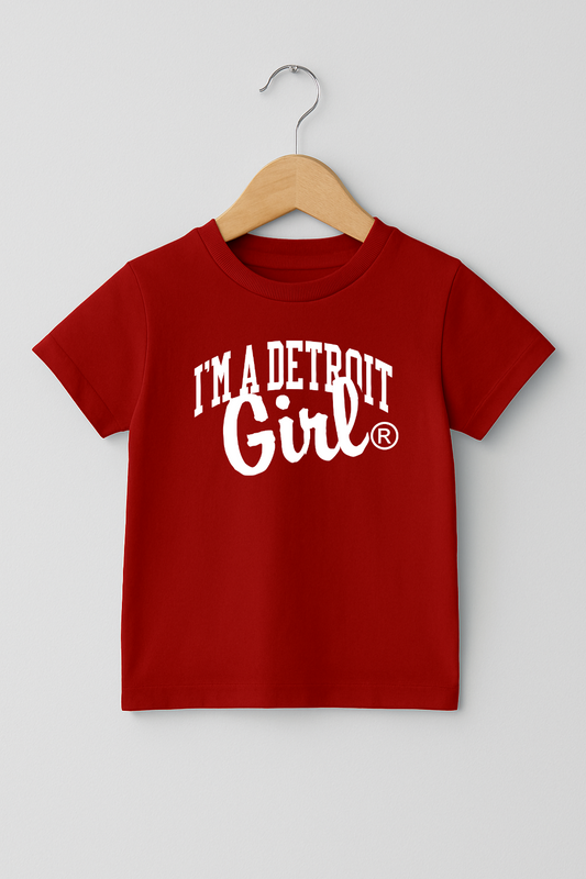 Kids I'm a Detroit Girl Arch Tee (Red/White)