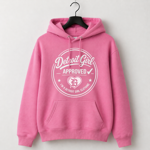 Detroit Girl Approved Hoodie (Red, Black & Pink)