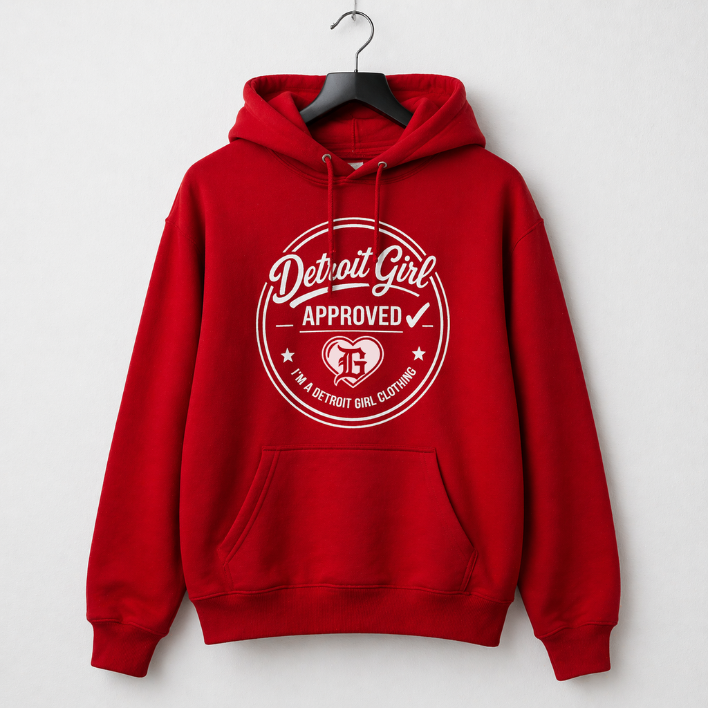 Detroit Girl Approved Hoodie (Red, Black & Pink)
