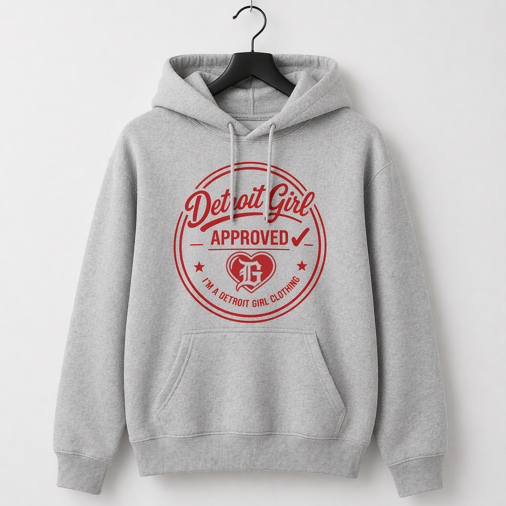 Detroit Girl Approved Hoodie (Sport Grey / Red Print)