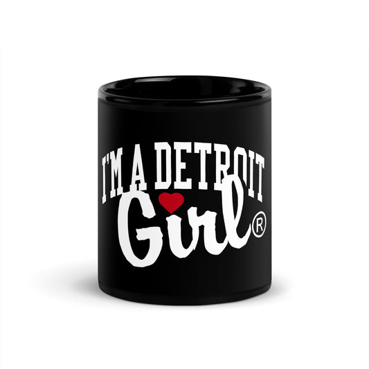 I'm a Detroit Girl Heart Logo Black Glossy Mug