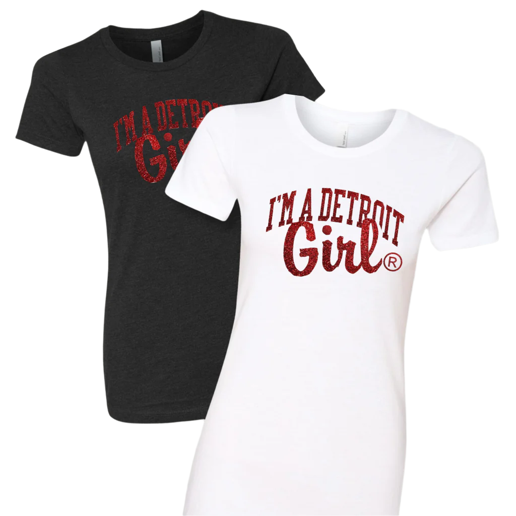 I'm a Detroit Girl Glitter Tee - Red Sparkle Edition