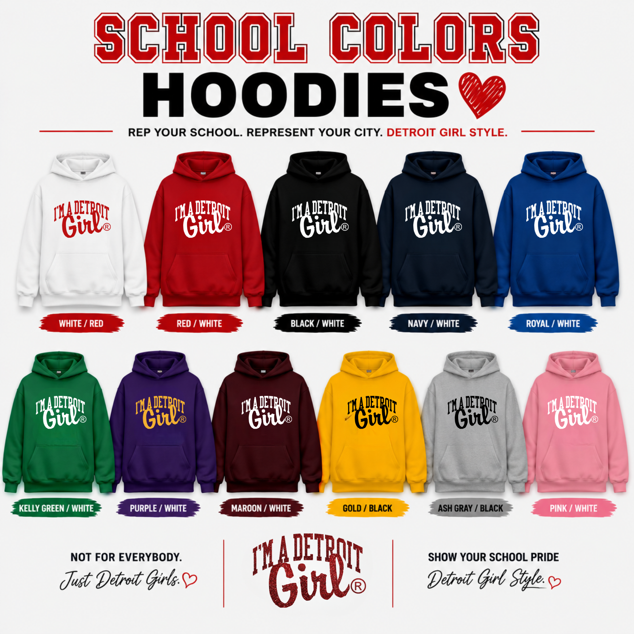 I’M A DETROIT GIRL® School Colors Hoodie