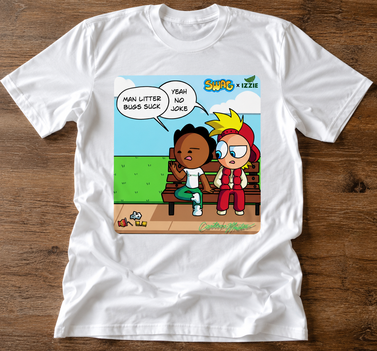 SWAG x IZZIE Cartoon Graphic T-Shirt – White