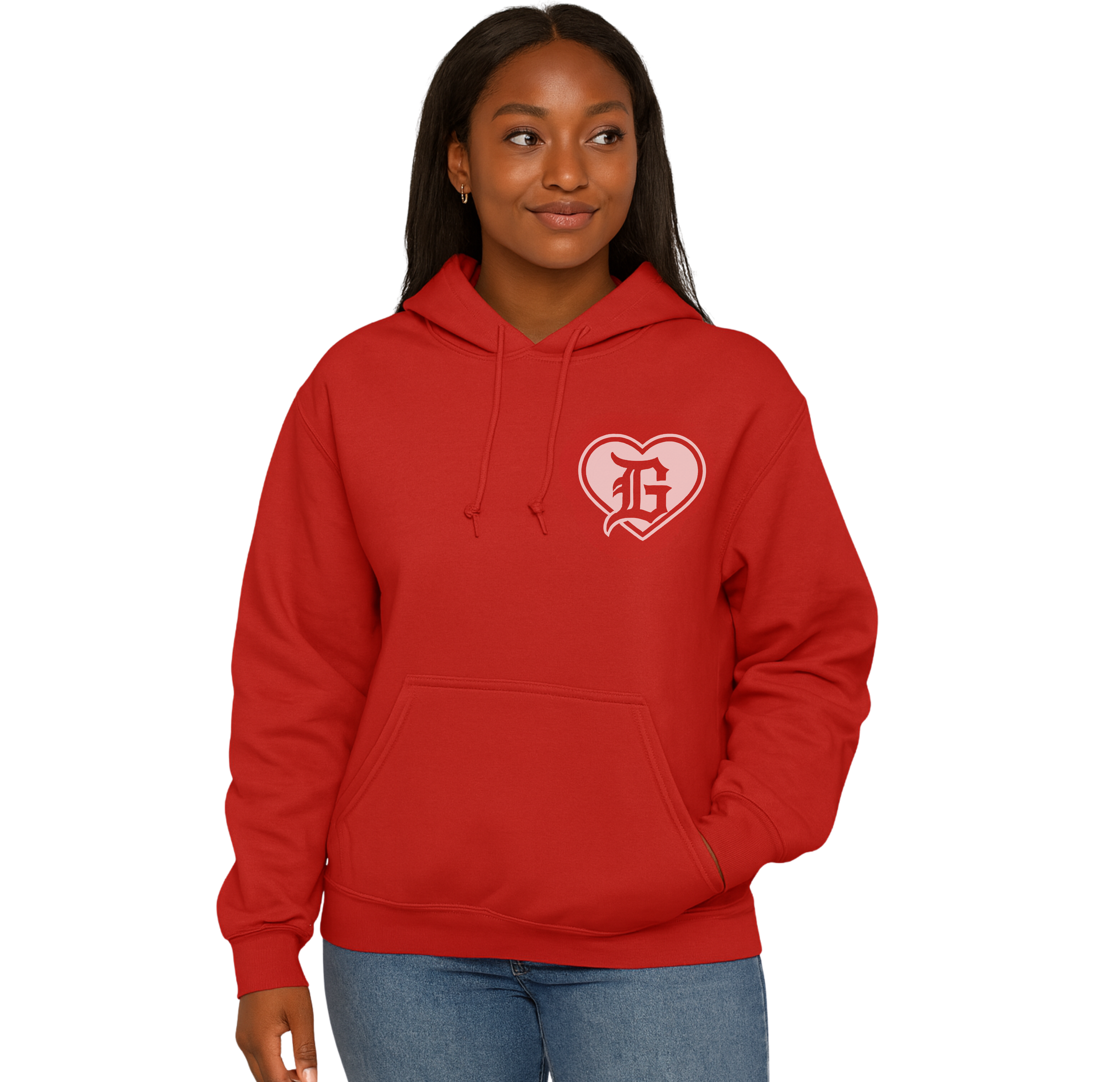 Detroit Girl® Heart Hoodie – Red